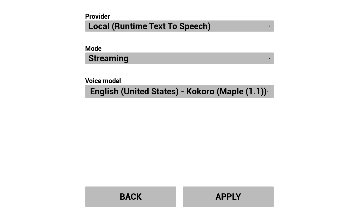 تكوين TTS - Runtime Local Text To Speech (Piper/Kokoro المحلي)