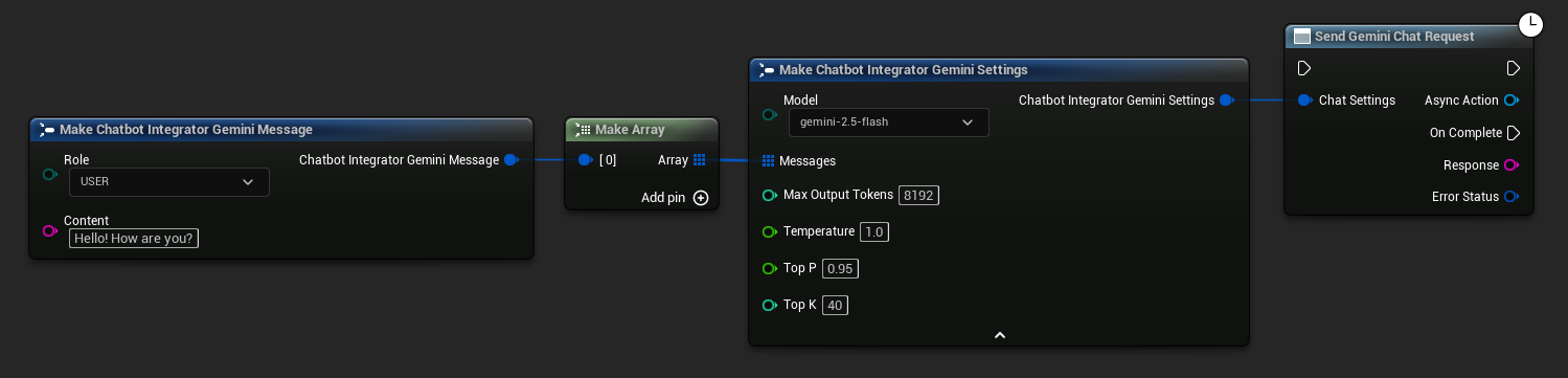 إرسال طلب محادثة Gemini