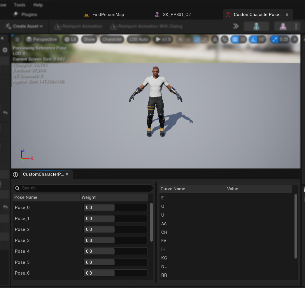Pose asset with visemes