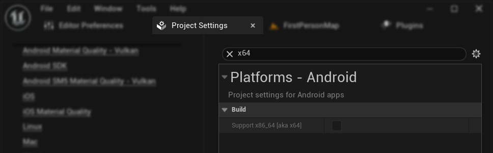 Deaktiviere x64 Android Architektur