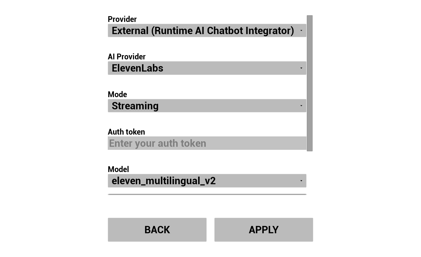 Configuración de TTS - Runtime AI Chatbot Integrator (TTS externo)
