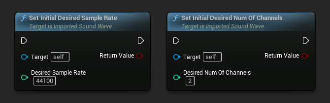 Nœuds Set Initial Desired Sample Rate and Num Of Channels