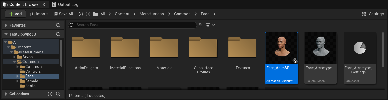 Blueprint dell'Animazione del Viso