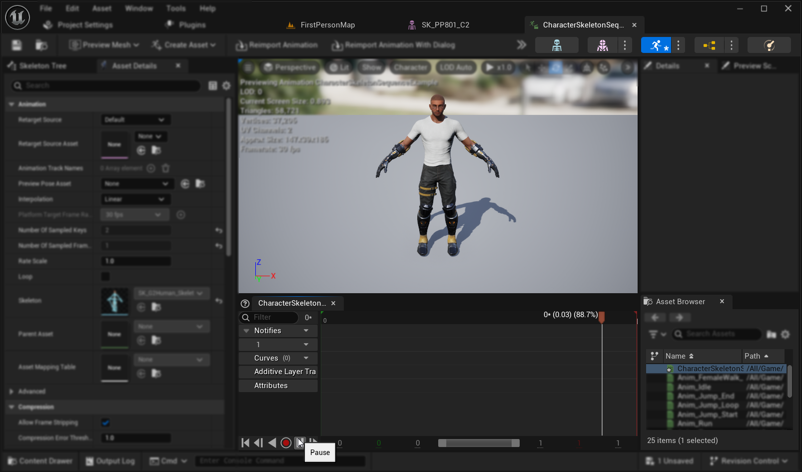 Pausando a reprodução da animação