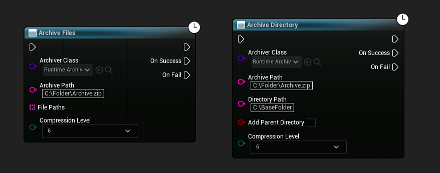 Archive Files 和 Archive Directory 節點