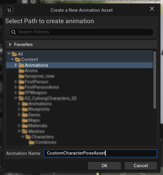Naming the pose asset
