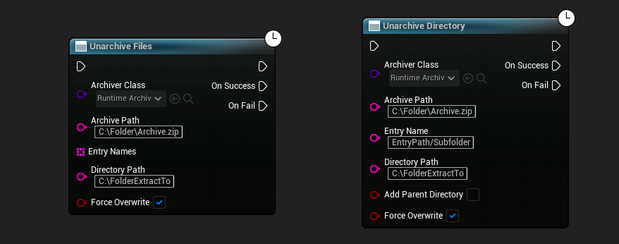 Unarchive Files 和 Unarchive Directory 節點